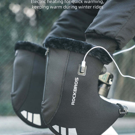 USB ROCKBROS žieminiai šildomi vairo rankovės 2