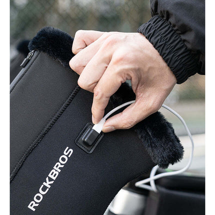 USB ROCKBROS žieminiai šildomi vairo rankovės 2