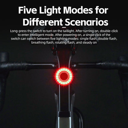 173Luz Trasera de Bicicleta inteligente con frenado automático, USB-C e IPX7