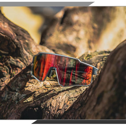 731 Occhiali da ciclismo sportivi polarizzati, nero/rosso