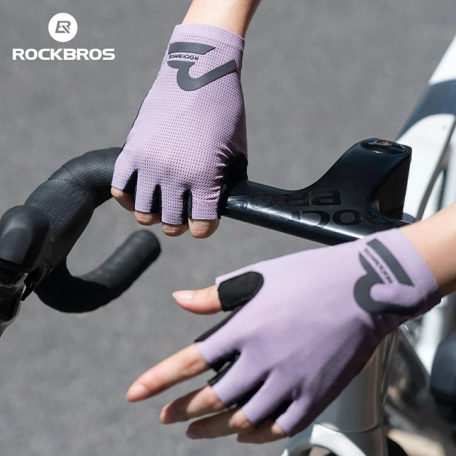 5 pairs of ROCKBROS breathable half-finger anti-vibration cycling gloves