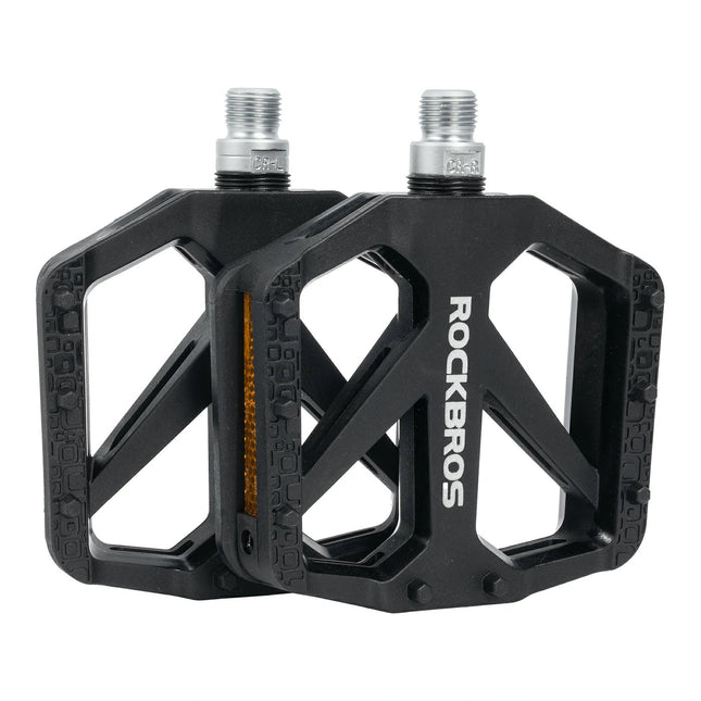 Rutschfeste flache Fahrradpedale aus Nylon mit Reflektoren von ROCKBROS