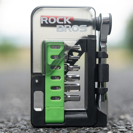 Mini veržliarakčio dviračių įrankių rinkinys su 12 antgalių ROCKBROS