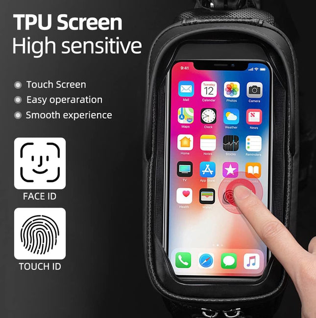 1289Sacoche de cadre étanche pour téléphone avec écran tactile