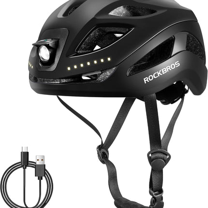 1155Casque de vélo Luminieux LED Rechargable  Réglable 57-61 cm