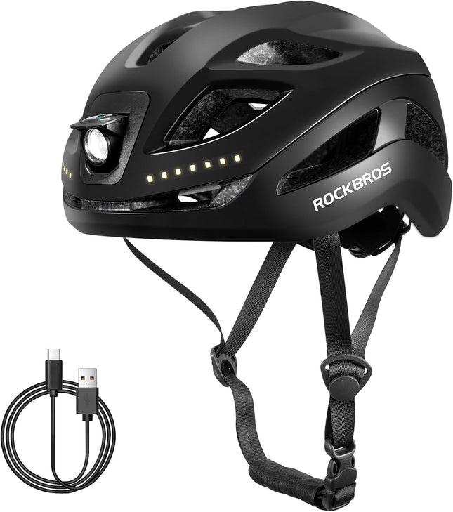 1155Casque de vélo Luminieux LED Rechargable  Réglable 57-61 cm