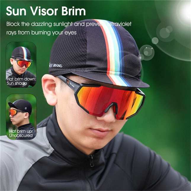 221Casquette été anti-UV WEST BIKING YP0201298 réversible - Arc-en-ciel/Noir