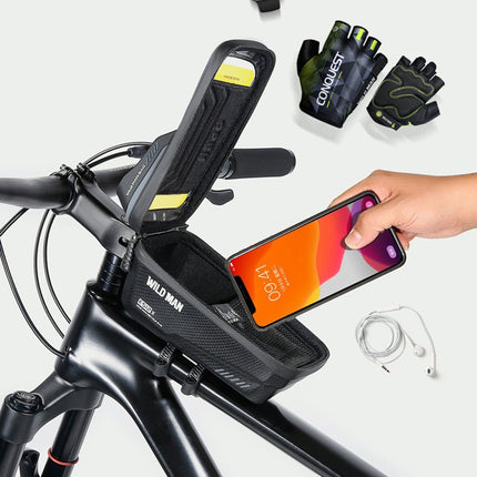 Sacoche de cadre vélo étanche avec porte-téléphone WILD MAN ES12X