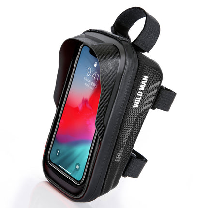 Bolsa de quadro para bicicleta com suporte de telemóvel impermeável WILD MAN E12
