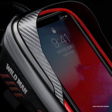 Bolsa de quadro para bicicleta com suporte de telemóvel impermeável WILD MAN E12