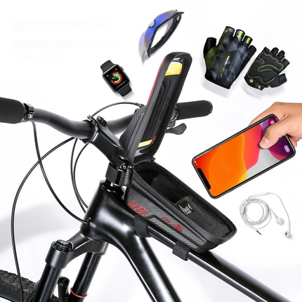 Bolsa de quadro para bicicleta com suporte de telemóvel impermeável WILD MAN E12