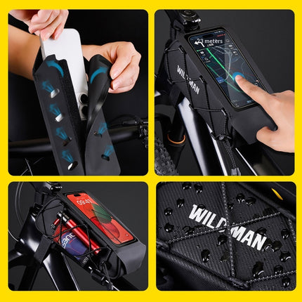Sacoche pour cadre de vélo avec porte-téléphone tactile étanche WILD MAN