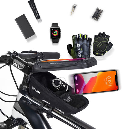 Sacoche de cadre vélo avec porte-téléphone tactile étanche WILD MAN
