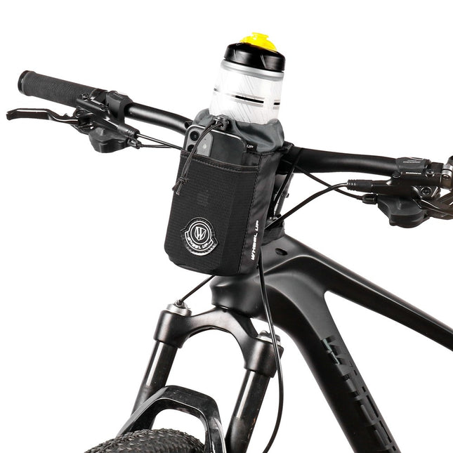 125Sacoche de guidon vélo avec porte-bouteille, bandoulière et fixation velcro