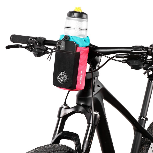 2144Sacoche de guidon vélo avec porte-bouteille, bandoulière et fixation velcro