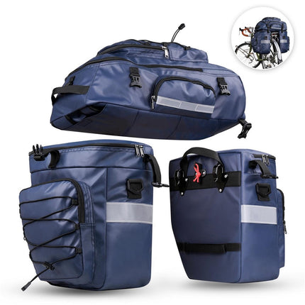 2092 Bicycle Rear Bag 65L 3-in-1 Rack Bag, Saddle Bag and Backpack