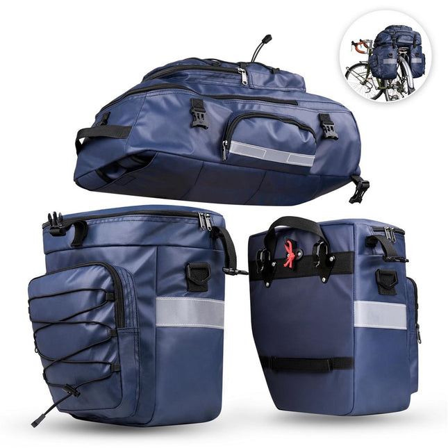 2092 Bicycle Rear Bag 65L 3-in-1 Rack Bag, Saddle Bag and Backpack