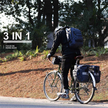 2092 Bicycle Rear Bag 65L 3-in-1 Rack Bag, Saddle Bag and Backpack