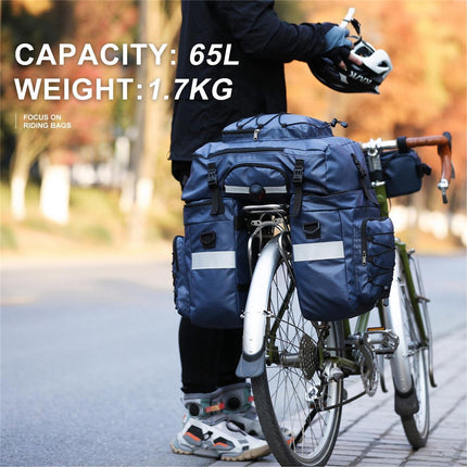 2092 Bicycle Rear Bag 65L 3-in-1 Rack Bag, Saddle Bag and Backpack