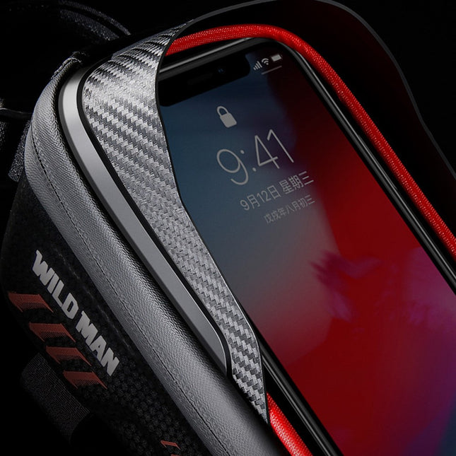 2035Bolsa de cuadro para bicicleta 1L impermeable, bolsa delantera con compartimento para teléfono