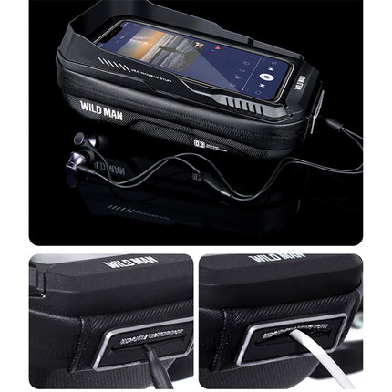 2052Sacoche de guidon vélo étanche PU+EVA+TPU avec pochette téléphone