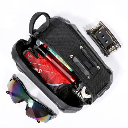 2077Bolsa de sillín para bicicleta 1.2L bajo asiento, almacenamiento para MTB y carretera