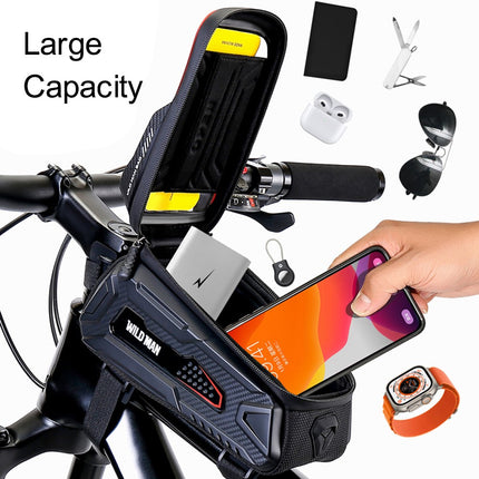 2141Bolsa de cuadro para bicicleta 1L rígida impermeable con pantalla táctil