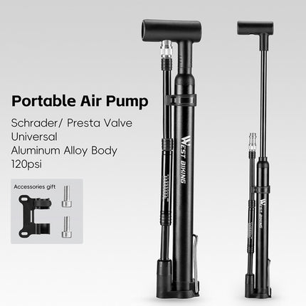 1912Pompe vélo portable 120 PSI haute pression Presta Schrader