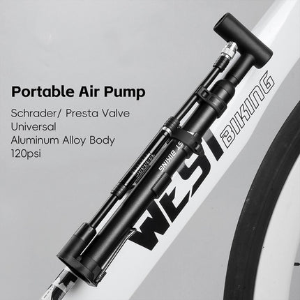 1912Pompe vélo portable 120 PSI haute pression Presta Schrader