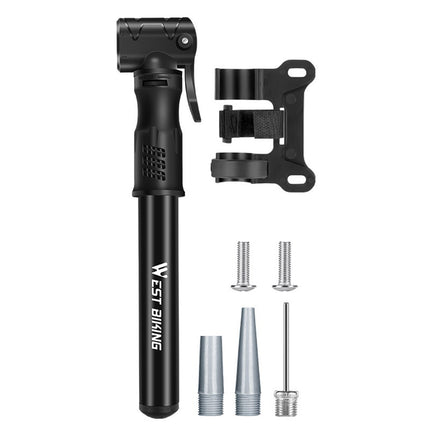 1882Pompe vélo mini portable avec tuyau flexible aluminium