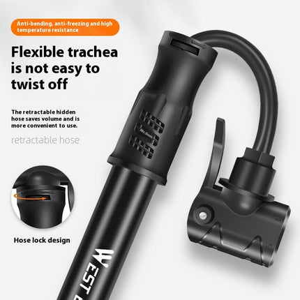 1882Pompe vélo mini portable avec tuyau flexible aluminium