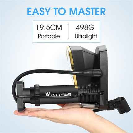 1937Pompe vélo à pied portable 140 PSI avec manomètre