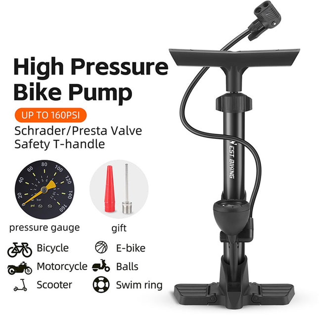1898Pompe high pressure bike 160 PSI metal with pressure gauge