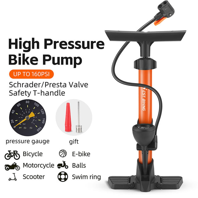 1902Pompe high pressure bike 160 PSI metal with pressure gauge