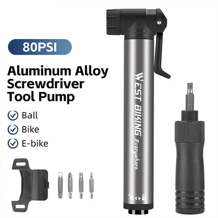1906Pompe vélo manuelle aluminium portable avec embout vissé