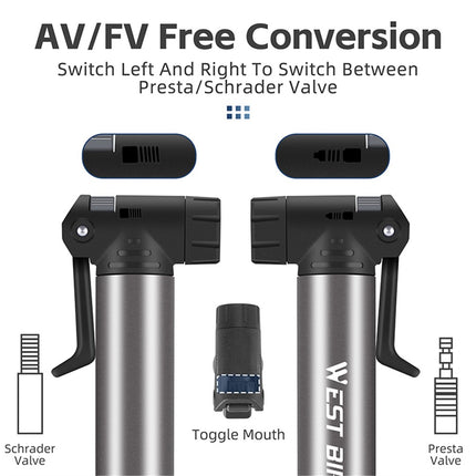 1906Pompe vélo manuelle aluminium portable avec embout vissé