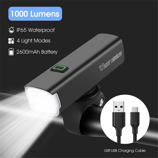 398Phare vélo intelligent WEST BIKING YP0701353, induction vibration, IP65