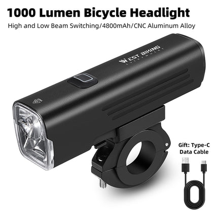 391Phare vélo 1000 lumens WEST BIKING YB0701387, rechargeable USB, 7 modes
