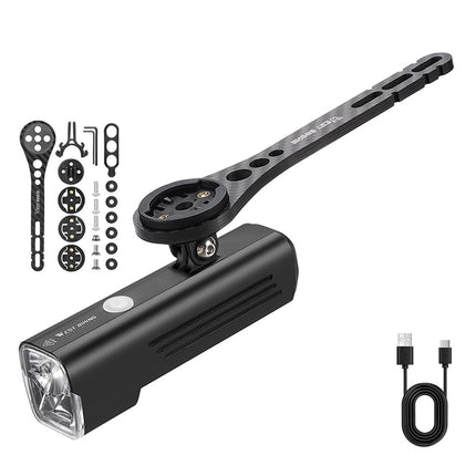 246Phare avant 1000 lumens WEST BIKING, support carbone avec chronomètre