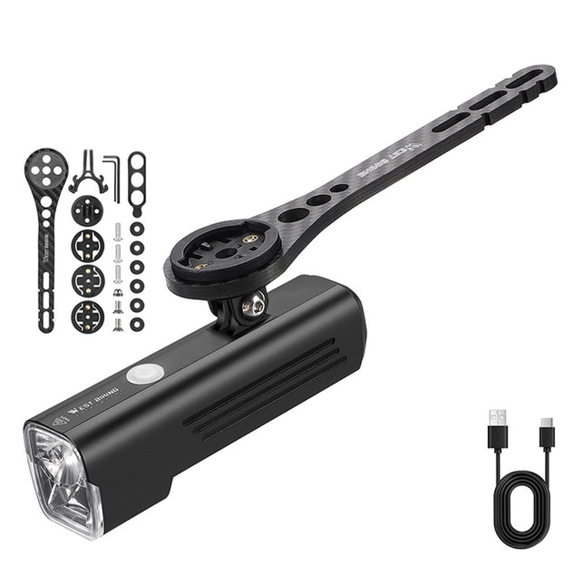 246Phare avant 1000 lumens WEST BIKING, support carbone avec chronomètre