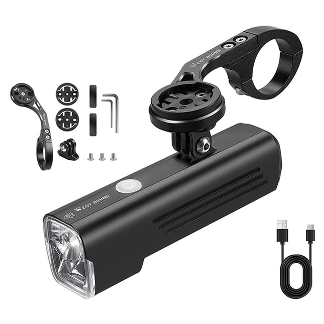 223Phare suspendu rechargeable WEST BIKING, support aluminium avec chrono