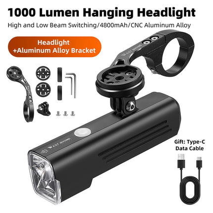 223Phare suspendu rechargeable WEST BIKING, support aluminium avec chrono