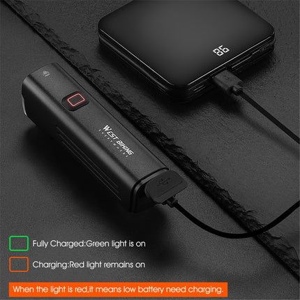 223Phare suspendu rechargeable WEST BIKING, support aluminium avec chrono