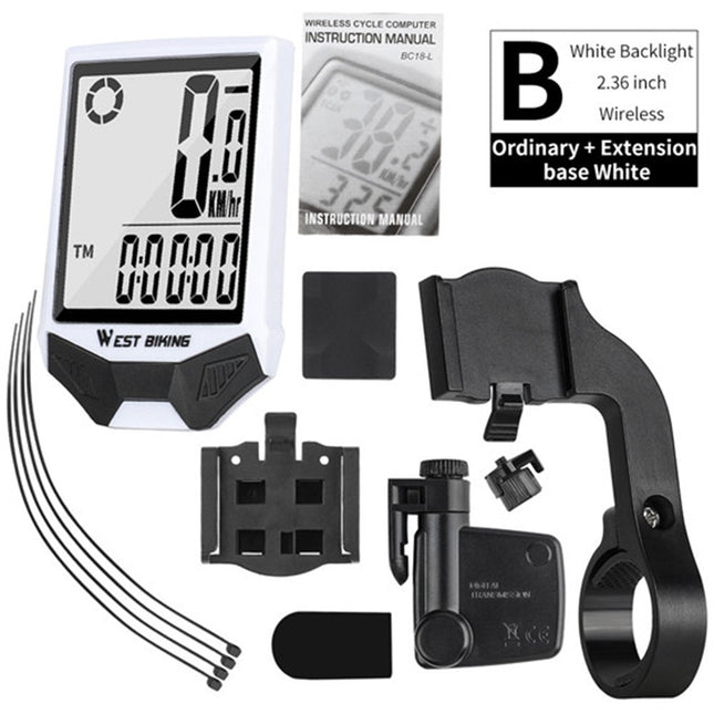 247Compteur vélo sans fil WEST BIKING, étanche, rétroéclairage double, support