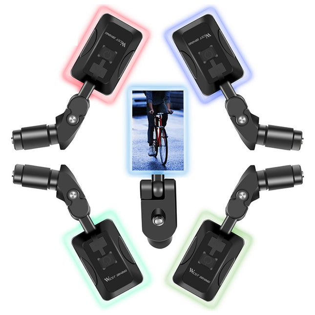 1899 Specchietto manubrio bici USB ricaricabile 360° con LED integrato
