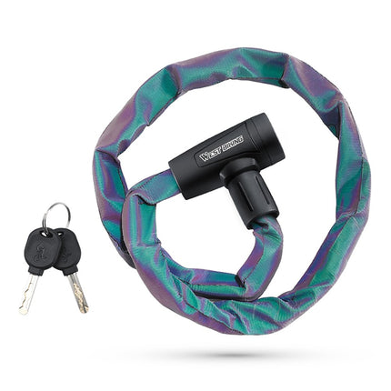 2066 Antivol para bicicleta cadena reflectante portátil con 2 llaves