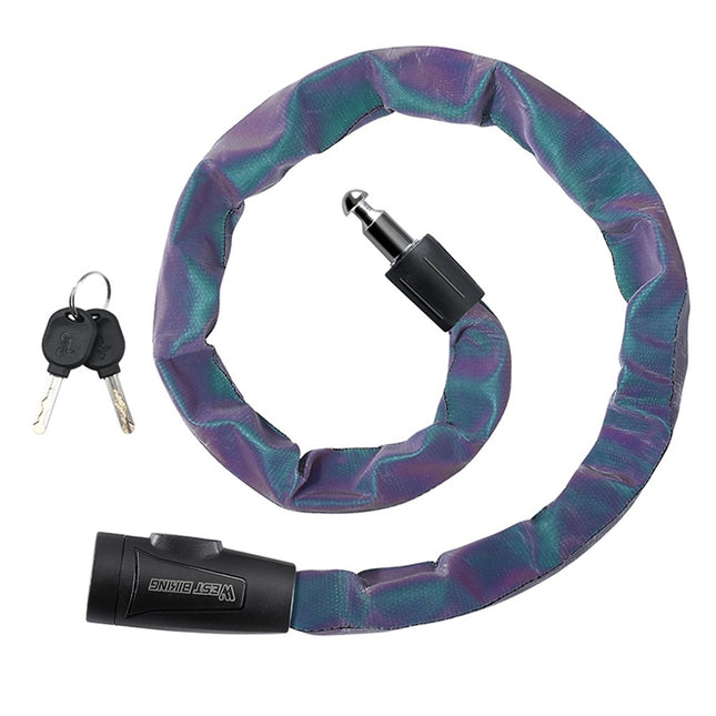2066 Antivol para bicicleta cadena reflectante portátil con 2 llaves
