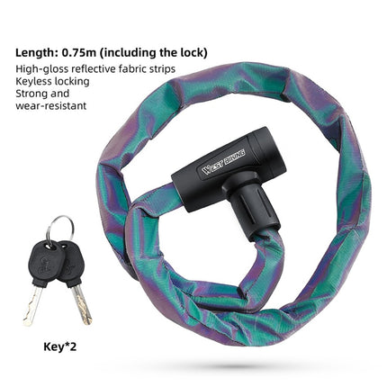 2066 Antivol para bicicleta cadena reflectante portátil con 2 llaves