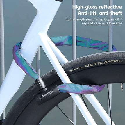 2066 Antivol para bicicleta cadena reflectante portátil con 2 llaves