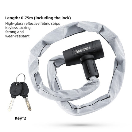 2065 Antivol para bicicleta cadena reflectante portátil con 2 llaves